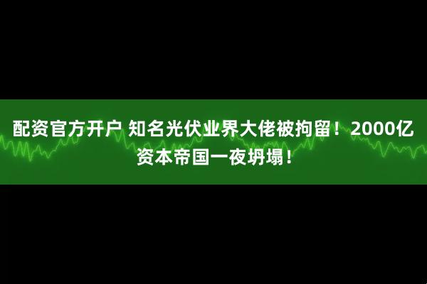 配资官方开户 知名光伏业界大佬被拘留！2000亿资本帝国一夜坍塌！